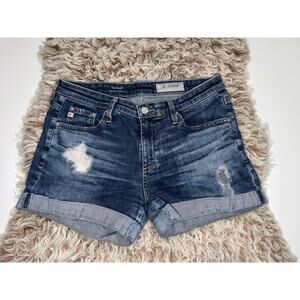 AE-Denim Adriano Goldschmied distressed the Hailey ex-boyfriend roll-up shorts